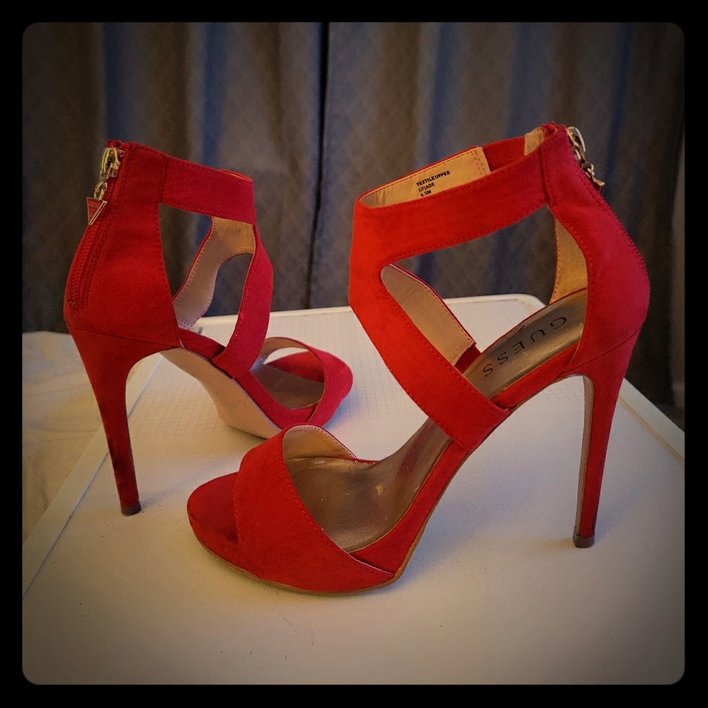 GUESS Red Suede Stilettos